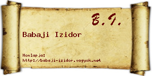 Babaji Izidor névjegykártya